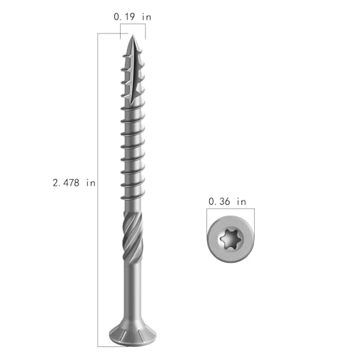 #10 * 2-1/2" 304 Stainless Steel Deck Screws, (179pcs) 2 lbs.Exterior Wood Screws, Rust Resistant epoxy Coated, Bronze, T25 Star Bit