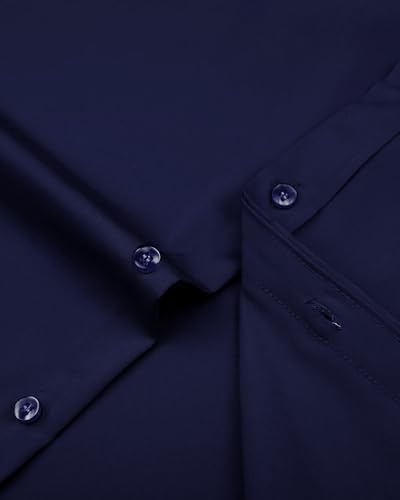 J.VER Men's Dress Shirts Solid Long Sleeve Stretch Wrinkle-Free Formal Shirt Business Casual Button Down Shirts