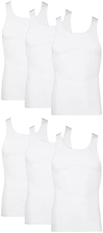 Hanes Top Undershirt Pack, 6-Pack, Moisture-Wicking Cotton Ribbed Tanks for Men