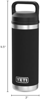 YETI Rambler 18 oz Bottle, Vacuum Insulated, Stainless Steel with Chug Cap, Black