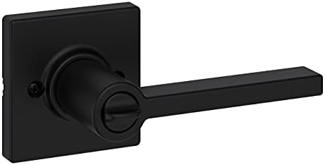 Kwikset Casey Interior Privacy Door Handle with Lock, Door Lever For Bathroom and Bedroom, Matte Black Reversible Keyless Turn Lock, with Microban Protection