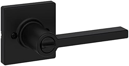 Kwikset Casey Interior Privacy Door Handle with Lock, Door Lever For Bathroom and Bedroom, Matte Black Reversible Keyless Turn Lock, with Microban Protection