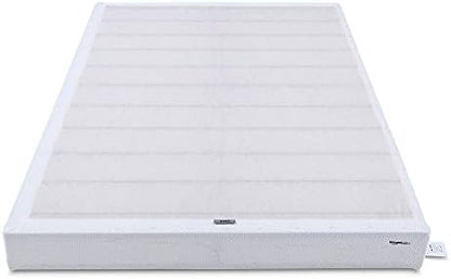 Amazon Basics Smart Box Spring Bed Base, 5-Inch Height Mattress Foundation, Tool-Free Easy Assembly, Queen, 79"L x 59.5"W x 5"H, White