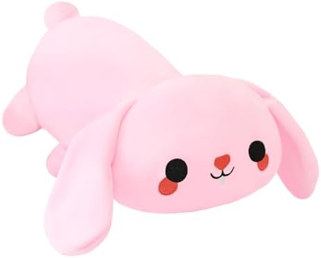 SQEQE Weighted Bunny Plush, Weighted Bunny Stuffed Animal, Cute Plushies Soft Pink Pillow Toy Gift for Kids Adults 13.8 Inch, 1.6 Lbs