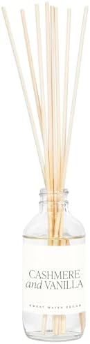 Sweet Water Decor Non-Toxic Cashmere and Vanilla Reed Diffuser Set, Cashmere, Sandalwood, Milky Coconut, Bourbon Vanilla Scented Diffuser for Home, Light Fragrance, Made in the USA, 3.5 FL OZ