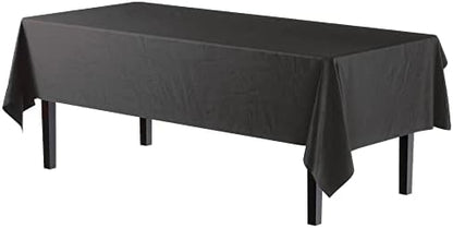 Party Solids 6-Pack Premium Plastic Tablecloth 54in. x 108in. Rectangle Plastic Table Cover - Black