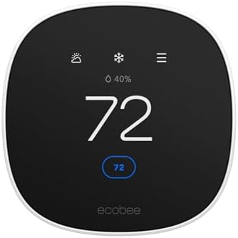 ecobee Smart Thermostat Essential - Energy Star Certified programmable Wi-Fi Thermostat - Works with Siri, Alexa, and Google Assistant