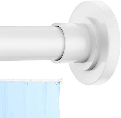 White Shower Curtain Rod 31 to 80 Inch,1 Inch Diameter Adjustable Spring Tension Stainless Steel Telescoping Rod,Easy Install,No Rust