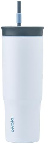 Owala Stainless Steel Triple Layer Insulated Travel Tumbler with Spill Resistant Lid and Straw, BPA Free, 24 oz, Grey/Blue (The Great Blue)