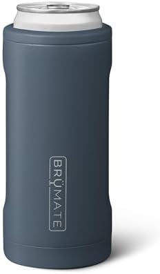 BrüMate Hopsulator Slim Can Cooler Insulated for 12oz Slim Cans | Skinny Can Insulated Stainless Steel Drink Holder for Hard Seltzer, Beer, Soda, and Energy Drinks (Nightfall Blue)