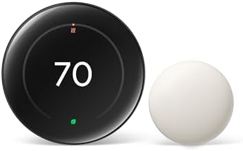 Google Nest Learning Thermostat (4th Gen, 2024) with Nest Temperature Sensor - Energy Saving Smart Thermostat - Works with Alexa, Apple HomeKit and Google Home App - Polished Obsidian