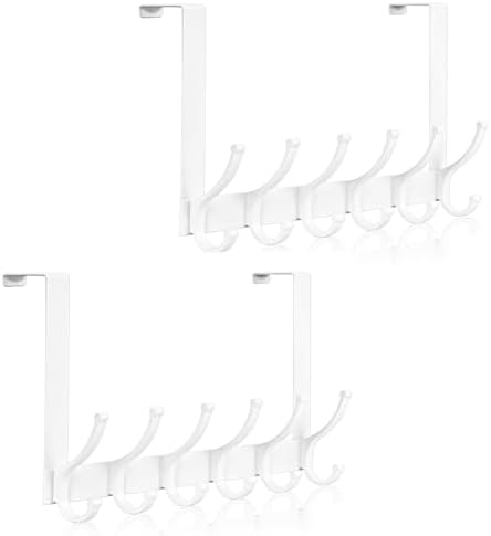 Over The Door Hooks, Door Hanger Hooks for Hanging, Over The Door Towel Racks for Bathroom, Coat Rack Door Towel Hanger Towel Hooks (2Pack, White)