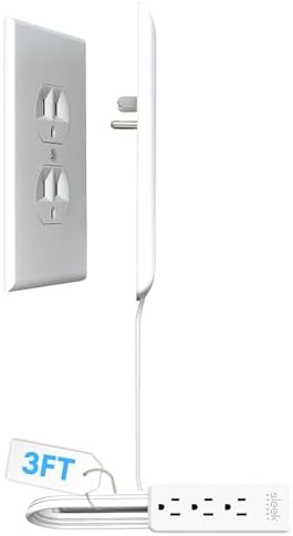 Sleek Socket Original & Patented Ultra-Thin Outlet Concealer with Cord Concealer Kit, Flat Extension Cord with Multi Outlets Power Strip, Ideal for Home Improvement, Hide Bulky and Messy Cords