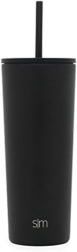 Simple Modern Insulated Tumbler with Lid and Straw | Iced Coffee Cup Reusable Stainless Steel Water Bottle Travel Mug | Gifts for Women Men Her Him | Classic Collection | 24oz | Midnight Black