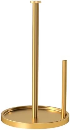Paper Towel Holder Countertop, Standing Paper Roll Holder with Anti Slip Weighted Base, Stainless Steel Freestanding Paper Towel Holder for Kitchen, Gold