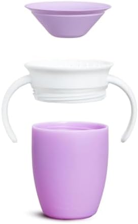 Munchkin Miracle 360 Cups for Toddlers sippy cups, toddler cups spill proof with Dentist Recommended Spoutless Design, BPA-Free Kids Cups, Easy to Clean, 7 oz, (Lilac)