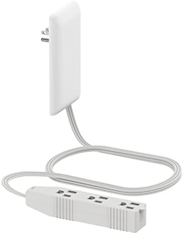 LIDER Flat-Face Outlet Extender with 3 Receptacles, Ultra-Thin Wall Plate Plug with Cord Extender and 3-Outlet Power Strip, 3ft Cord, LWE3-315-W, ETL-Listed, White