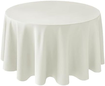 Biscaynebay Textured Fabric Round Tablecloths 90", Ivory Water Resistant Washable Table Cloths Circle Folding Table Covers Linen for Dining, Kitchen, Wedding, Parties etc