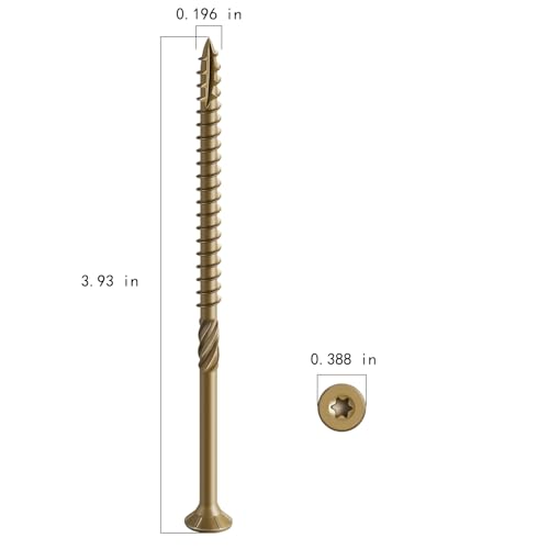 #10 * 4" Deck Screws, (106pcs) 2 lbs.Exterior Wood Screws, Rust Resistant epoxy Coated, Bronze, T25 Star Bit