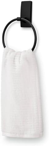 Command Hand Towel Holder Matte Black with Water Resistant Command Strips, Rust Resistant Bathroom Organizer, Holds up to 5 lbs, 1 Ring