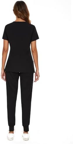 COZYFIT Scrubs for Women Set - Stretch V-Neck Scrub Top & Jogger Pant with 8 Pockets