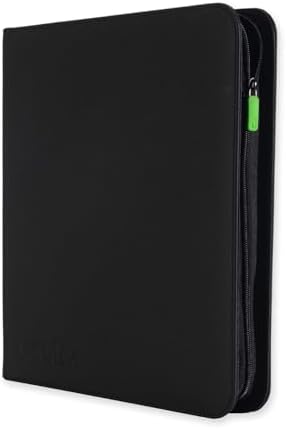 Vault X 12 Pocket Trading Card Zip Binder, 480 cards, Premium Exo-Tec Album Material, 20 Side-Loading Pages, Folder for Collectible Card Games, Sports, TCG (Black)