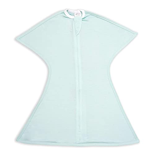 SleepingBaby Zipadee-Zip Transition Swaddle - Cozy Baby Swaddle Blanket with Zipper Convenience - Roomy Wearable Blanket for Easy Diaper Changes - Classic Mint, Small (4-8 Month)