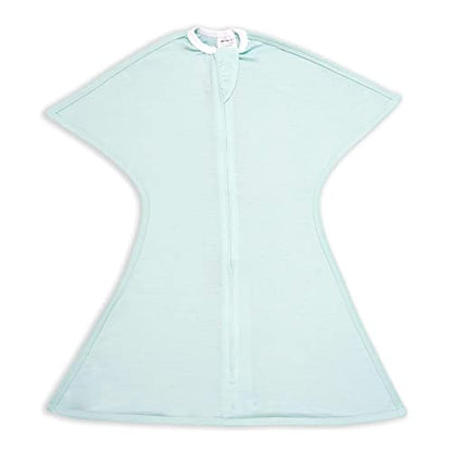 SleepingBaby Zipadee-Zip Transition Swaddle - Cozy Baby Swaddle Blanket with Zipper Convenience - Roomy Wearable Blanket for Easy Diaper Changes - Classic Mint, Small (4-8 Month)