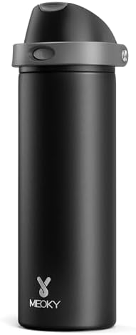 24 oz Insulated Water Bottle for Sports: Meoky Stainless Steel Water Bottle with 2-in-1 Straw and Spout Lid - Leak Proof, Cold for 24 Hours, Fits in Car Cup Holder, BPA-Free for Travel Gym, Night