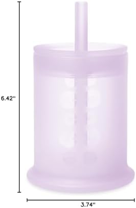Olababy Silicone Training Cup with Straw Lid | Babies Water Drinking Cup | 6+ Mo Infant To 12-18 Months Toddler | Sippy Cup For Kids & Smoothie Cup | Baby Led Weaning (Lilac, 5 oz)