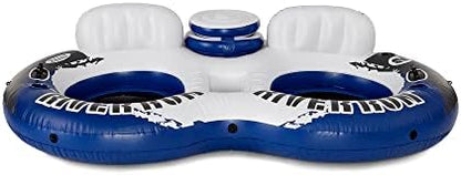 Intex 58837EP River Run 2 Inflatable Floating Lounge: Comfortable Backrests – Built-in Cup Holders – Cooler with Lid – 2 Person – 440lb Weight Capacity