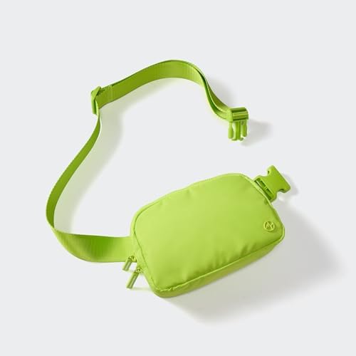 Pander Two Way Zipper Fanny Pack Nylon Everywhere Belt Bag for Women, Water Repellent Waist Packs, Crossbody Bags with Adjustable Strap(Grape Green).