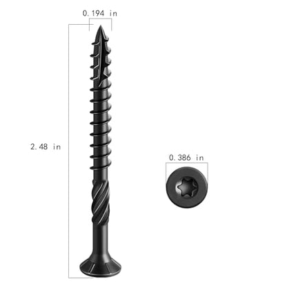 #10 * 2-1/2" Black Deck Screws, (161pcs) 2 lbs.Exterior Wood Screws, Rust Resistant epoxy Coated, Bronze, T25 Star Bit