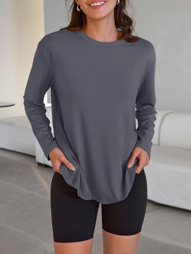 Trendy Queen Womens Oversized Long Sleeve T Shirts 2025 Basic Crewneck Tee Fall Tops Casual Workout Y2K Clothes