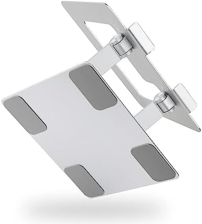Amazon Basics Sturdy and Portable Ergonomic Laptop Stand for Desk, Adjustable Riser, Fits all Laptops and Notebooks up to 17.3 Inch, Silver, 10 x 8.7 x 6 in