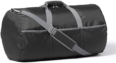 Amazon Basics 32.4" Extra Large Foldable Duffle Bag for Travel & Storage, with Exterior/Interior Zippered Pockets, Lightweight/Durable Nylon Material, 50-LBS Capacity, 9254 Cubic Inch (150L), Black