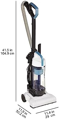 Amazon Basics Upright Bagless Vacuum Cleaner for Carpet and Hard Floors, With Crevice and Upholstery Tools, Detachable Handle, Lightweight (8.4 lbs), 1.7L Dust Cup, 720W, 25ft Cord, Black/White