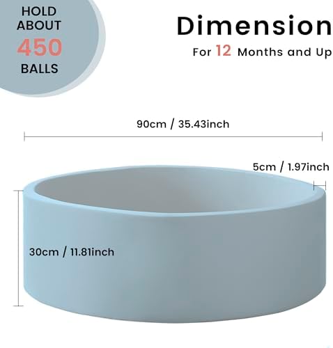 Ball Pit for Toddlers 35.43''x11.81 Baby Ball Pits Soft Memory Foam Ball Pit Round Kids Ball Pit Indoor Game Kids Play Ball Pool Ideal Gift for Girls and Boys (Lightblue, NO Balls)
