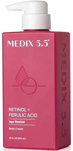 Medix 5.5 Retinol Body Lotion Firming Moisturizer | Crepey Skincare Treatment | Retinol Body Cream | Anti Aging Firming Cream For Women Targets Look Of Crepe Skin, Wrinkles, & Sagging Skin, 15 Fl Oz