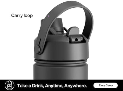 26 oz Insulated Water Bottle with 2-in-1 Straw and Spout Lid, Keep Cold 24H, Leak-Proof, Fits in Car Cup Holder, Stainless Steel Water Bottle for Sports, Travel, and School (Dark Knight)