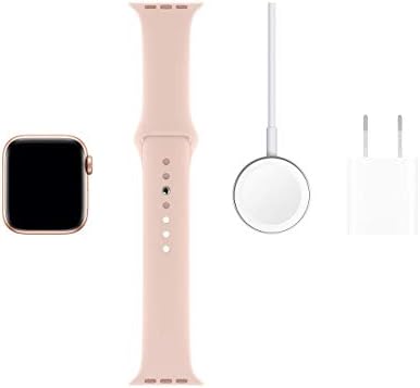 Apple Watch Series 5 (GPS + Cellular, 40MM) - Gold Aluminum Case with Pink Sport Band (Renewed)