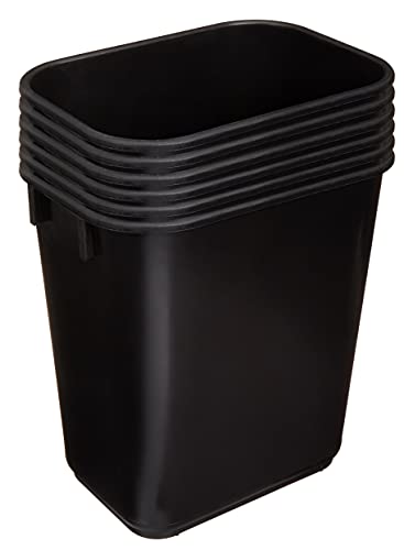 Amazon Basics Small Trash Can, Rectangular Commercial Office Wastebasket, 3 Gallon (Pack Of 6), Black (Previously AmazonCommercial brand)
