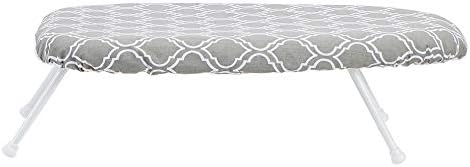 Amazon Basics Compact Tabletop Ironing Board with Folding Legs - Trellis Removable Cover, Chevron, 23.6"L x 7.1"W x 14.3"H