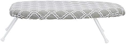 Amazon Basics Compact Tabletop Ironing Board with Folding Legs - Trellis Removable Cover, Chevron, 23.6"L x 7.1"W x 14.3"H