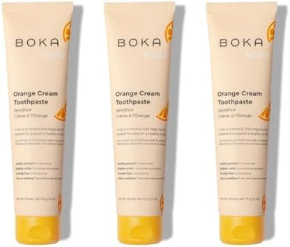 Boka Fluoride Free Toothpaste Nano Hydroxyapatite Toothpaste - Orange Cream Flavor, 4 oz 3Pk US Manufactured