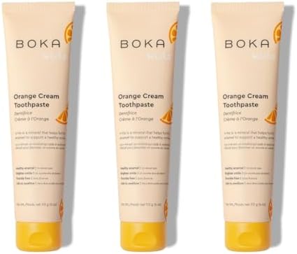 Boka Fluoride Free Toothpaste Nano Hydroxyapatite Toothpaste - Orange Cream Flavor, 4 oz 3Pk US Manufactured