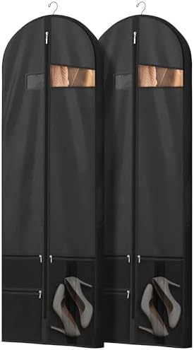 Travel Garment Bag with Zipper Pocket, Suit Bag for Suits, Dresses, Coats