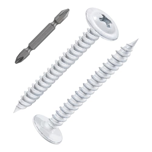 Wensilon(200 pcs)#8×1-1/4" Phillips Truss Head Wood Screws White Iron Quick Metal Self Tapping