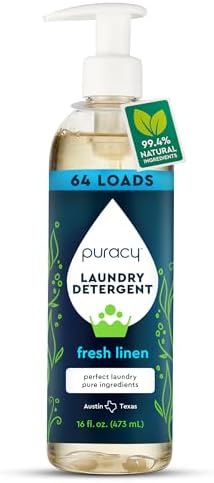 Puracy Laundry Detergent - Enzyme-Powered Liquid Laundry Detergent Concentrate, Natural Laundry Detergent Seen on TikTok, Non-Toxic (Fresh Linen, 16 fl oz, 64 Loads)