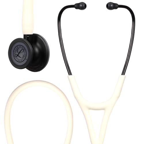 3M Littmann Cardiology IV Diagnostic Stethoscope, 6186C, More Than 2X as Loud, Weighs Less, 27" Alabaster Satin-Finish Tube for Added Comfort, Flexibility and Cleanability, Black-Finish Chestpiece
